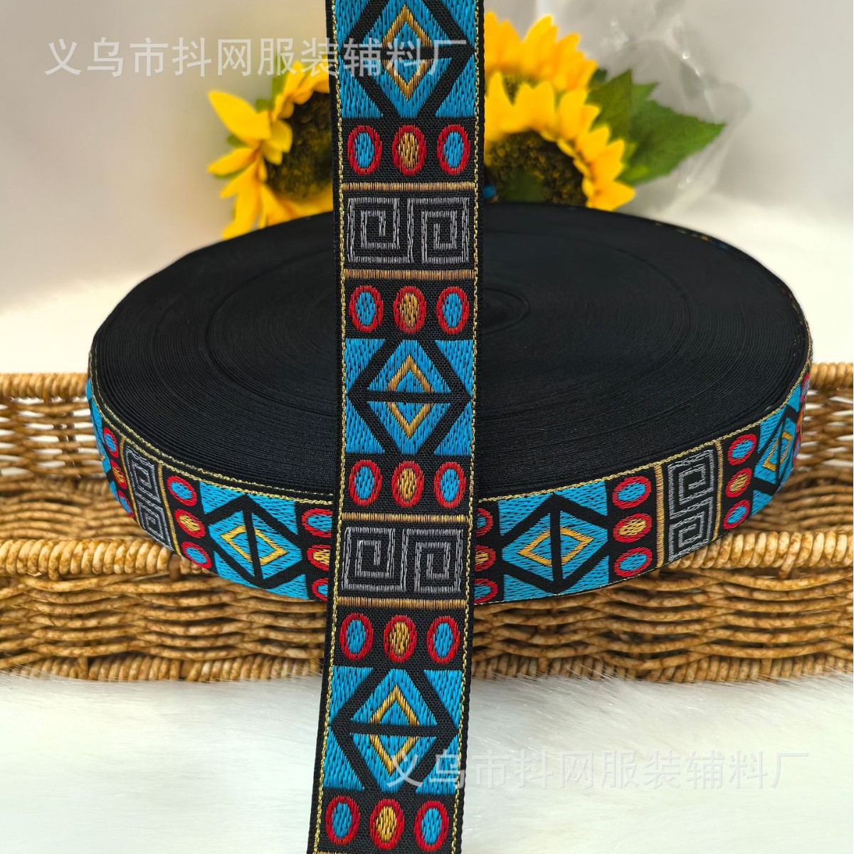 3.2cm-5cm ethnic style jacquard embroidery webbing performance costume accessories diy gift box packaging tape manufacturer wholesale Specification image