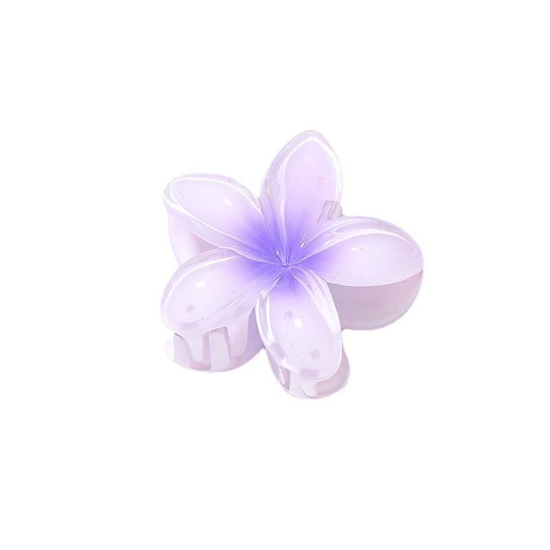 百合花抓夹批发小众超仙简约鲨鱼夹中号后脑勺马尾鸡蛋花夹盘发夹白底实物图