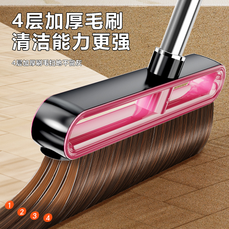 Broom and dustpan set for household student dormitory sweeping and cleaning, large-toothed, non-stick, soft-bristled broom set details Picture