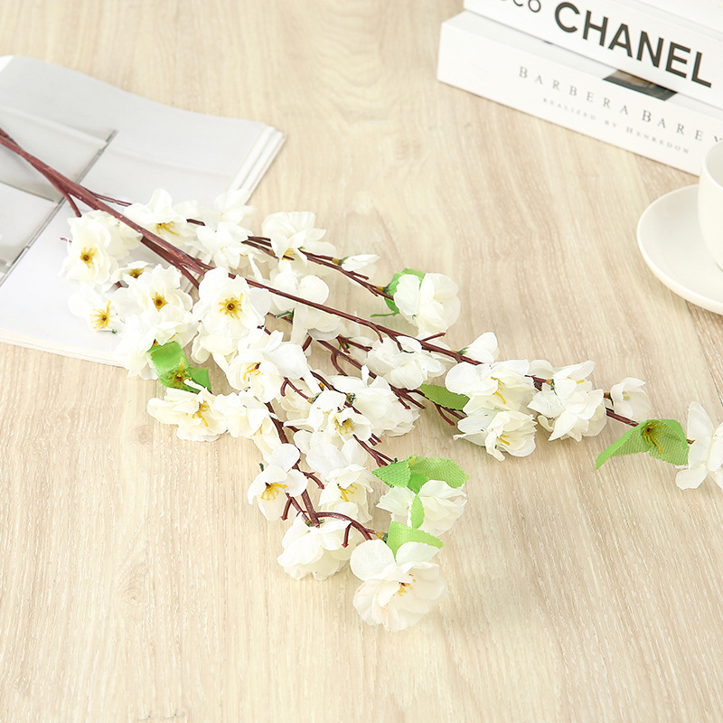 Duofu peach Blossom wholesale project Landscape tree decoration wintersweet living room floor-standing artificial flower simulation single small peach blossom details Picture