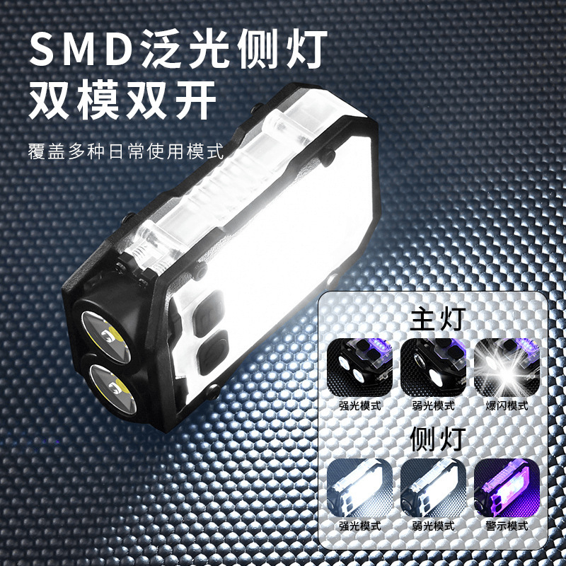 Cross-border dual LED keychain light, multi-functional magnetic flashlight, cob side light, outdoor work light, high-brightness warning light Application Scenario
