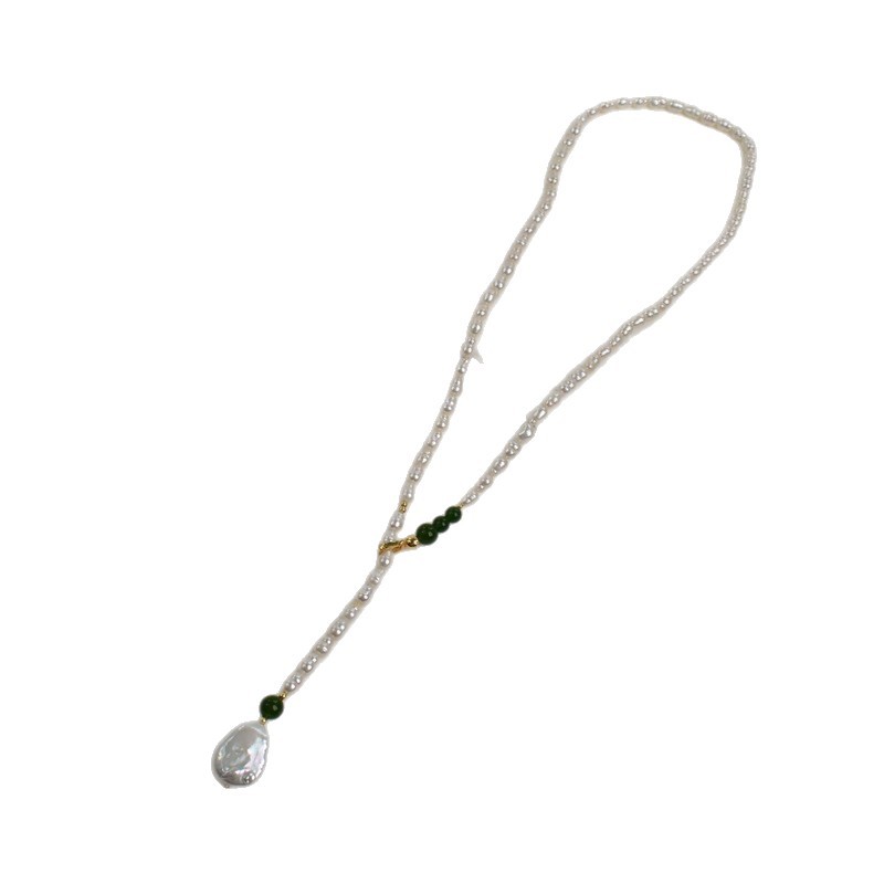 Natural freshwater pearl necklace, original Baroque irregular-shaped pearl 8-shaped pearl long style autumn and winter sweater chain Item Picture