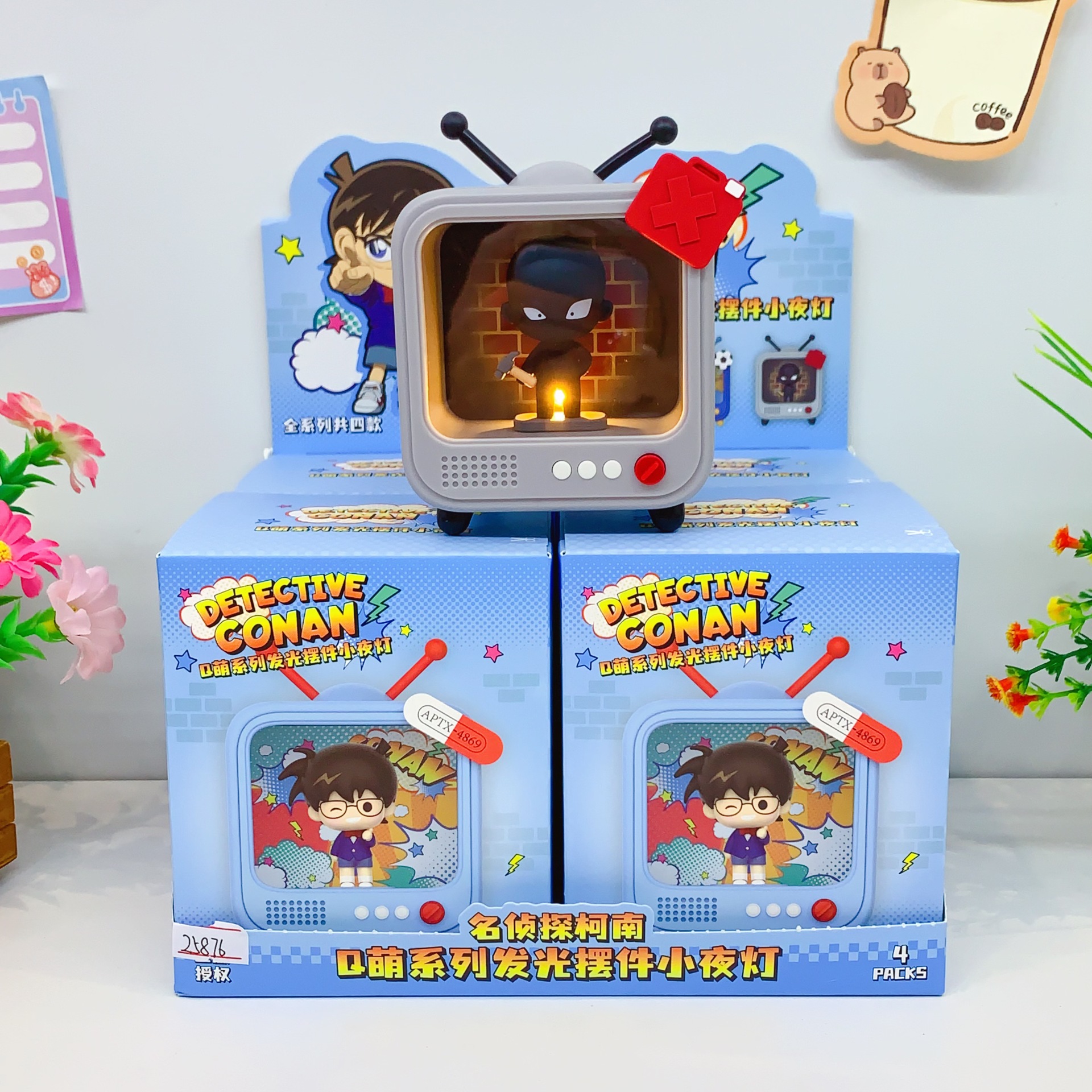 狼博旺正版名侦探柯南Q萌系列发光摆件夜灯可爱造型宿舍卧室桌面