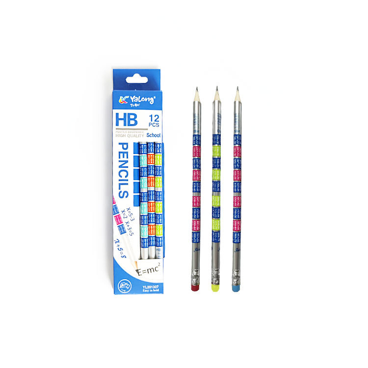 Yalong Cross-border specializes in popular and creative digital addition and subtraction printed pencils with erasers, HB pencils, and round shank pencils