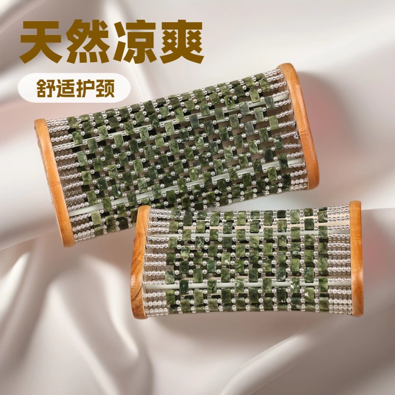 玉石保健枕天然玉石空心枕岫玉颈椎枕保健玉枕夏凉冰凉降温夏季凉席枕产品图