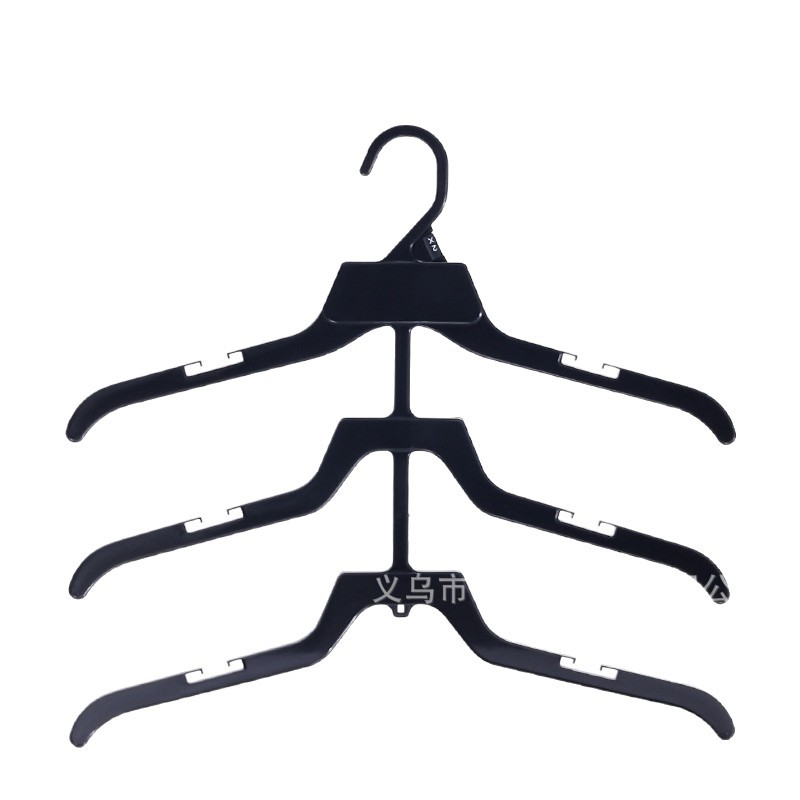 Three-layer black style men's and women's clothes hangers for foreign trade display, super display adult clothes hangers by clothing manufacturers Item Picture