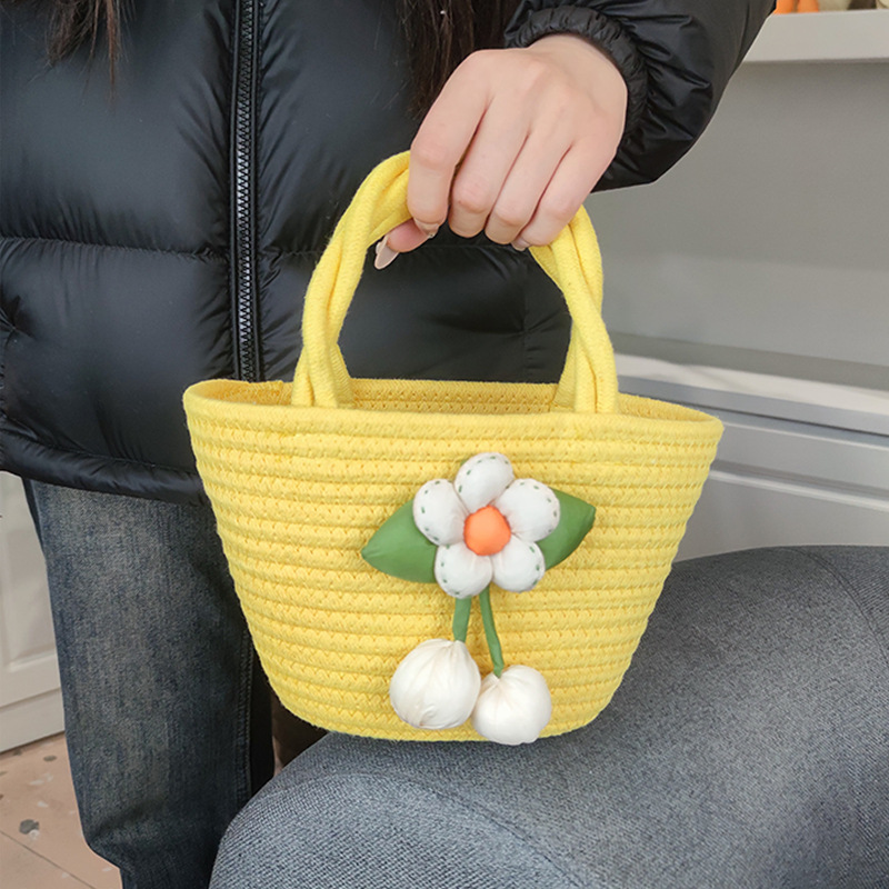 Cute otoño-invierno bolso de las niñas cesta de cocina tejida 2025 nuevo bolso de los niños bolsa de regalo regalo regalo Specification image