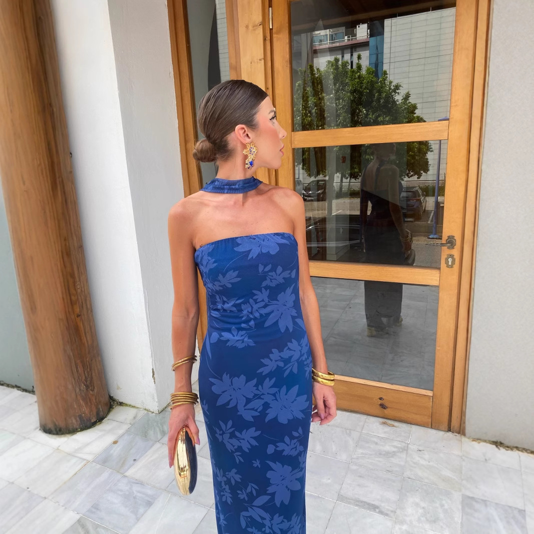 In 2025, this is a popular long export dress in Europe and America. It is a sleeveless, backless, figure-hugging, casual and sexy dress full figure