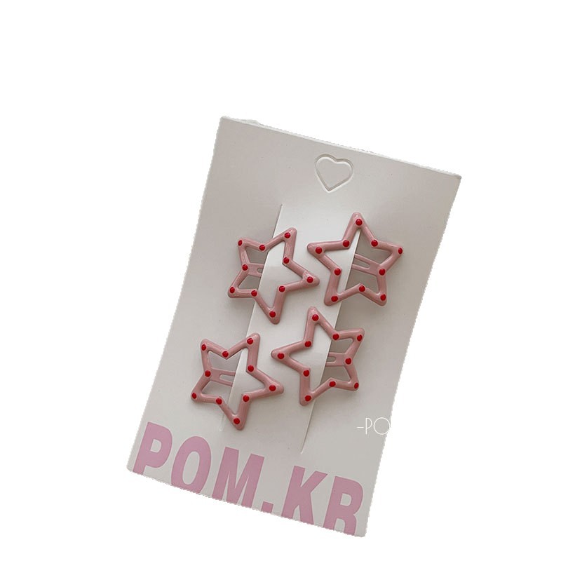 Spring new pink polka dot bb clips for children, sweet lacquered five-pointed star baby bangs clips for girls Item Picture
