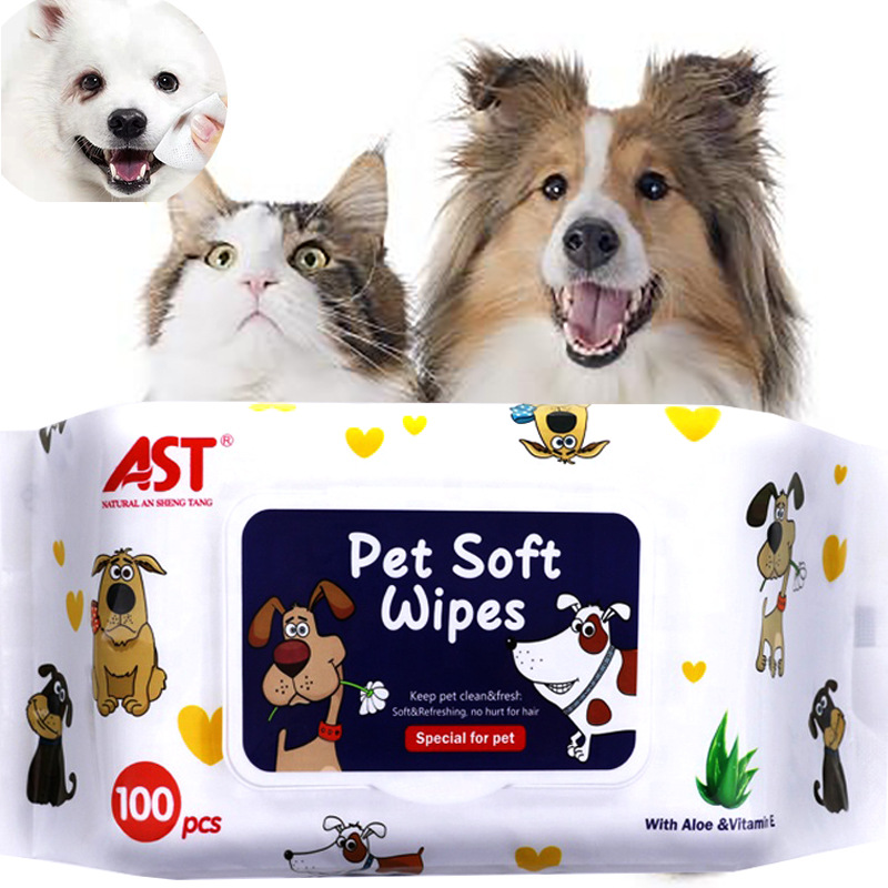 AST Foreign Trade 120 pieces, 100 Pieces, 30 pieces dog and cat deodorizing, Deodorizing, sterilizing and care wet wipes, pet wet wipes details Picture