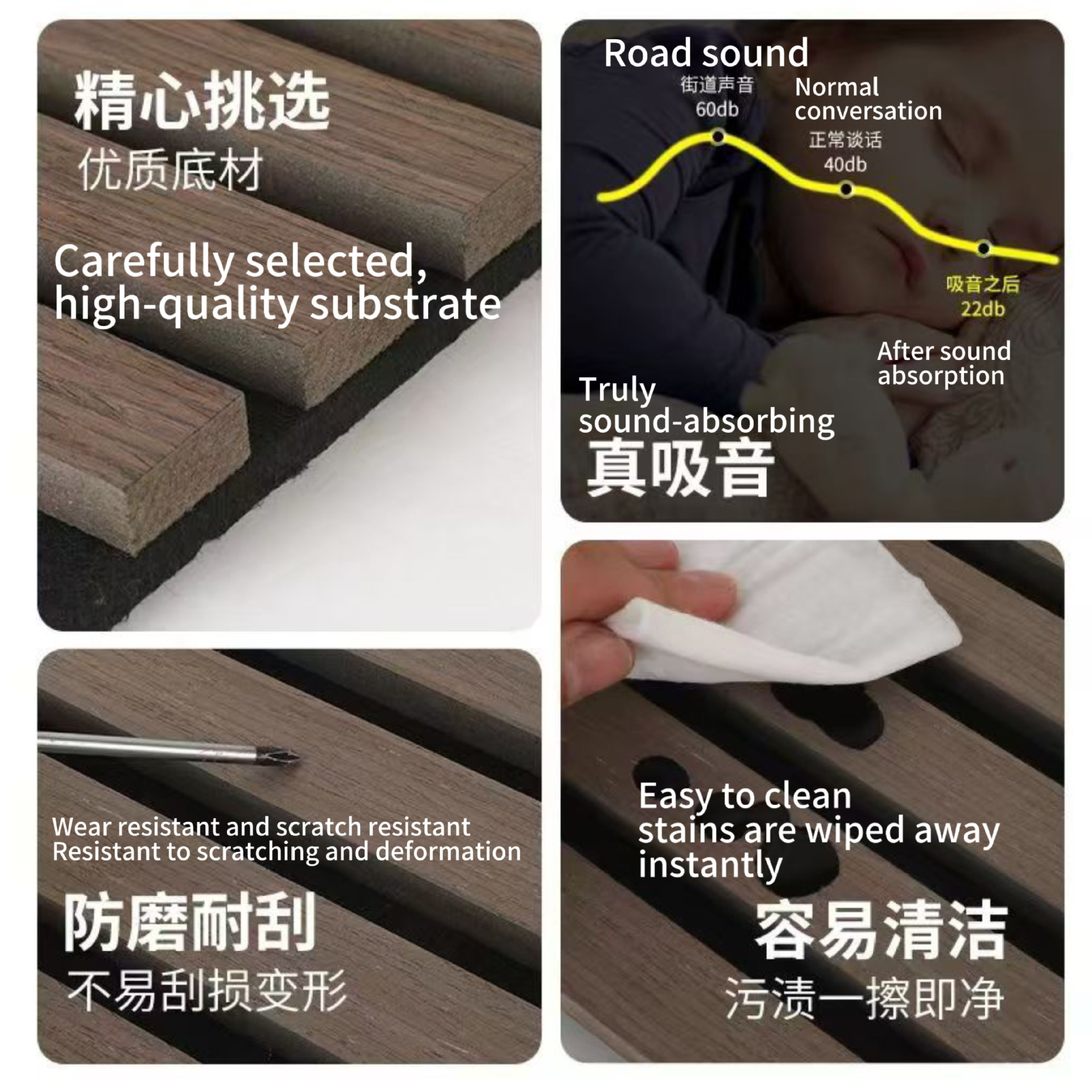 格栅吸音板隔音板神器木条墙体录音棚卧室家用墙面装饰超强消音棉产品图