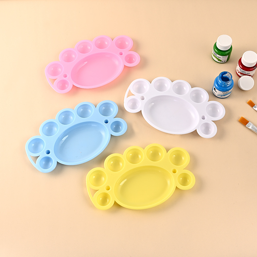 Cross-border plum blossom-shaped pigment palette, student art watercolor chalk box, pen washer, three-line mixed color palette Specification image