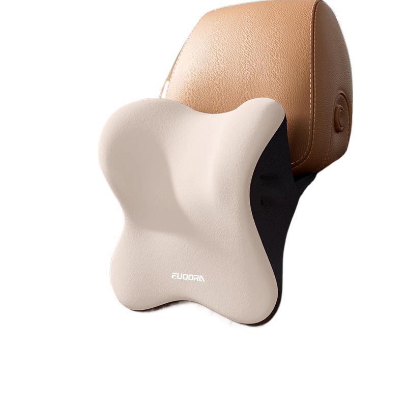 新款汽车头枕乳胶护颈套装车用腰托靠枕腰部车载靠背座椅司机护腰白底实物图