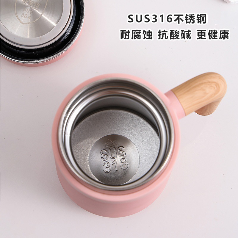 316 stainless steel insulated cup, simple high school girls' appearance level coffee cup, simple wood grain handle office cup, student water cup Application Scenario
