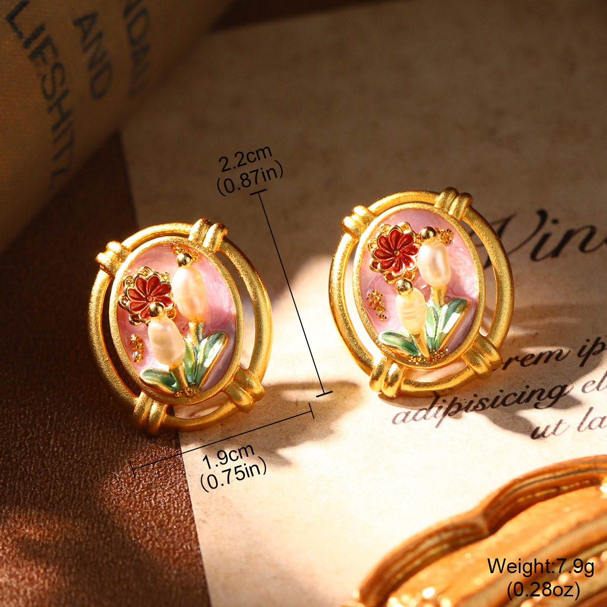 Monet oil painting earrings, natural pearl enamel earrings, French court style high-end ear clips, wholesale niche accessories Application Scenario