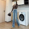 Straight-leg jeans for women in the spring and autumn of 2025, high-waisted light blue narrow style, slimming wide-leg pants, height-enhancing pants details Picture