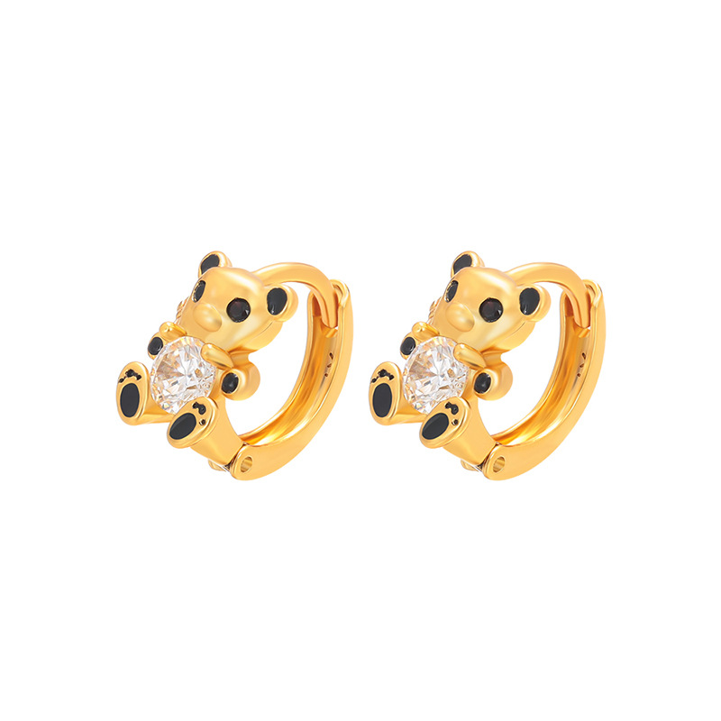 Xuping European and American cross-border cute bear ear buckle copper alloy fashionable light luxury style earrings Geometric circle earrings for women Item Picture