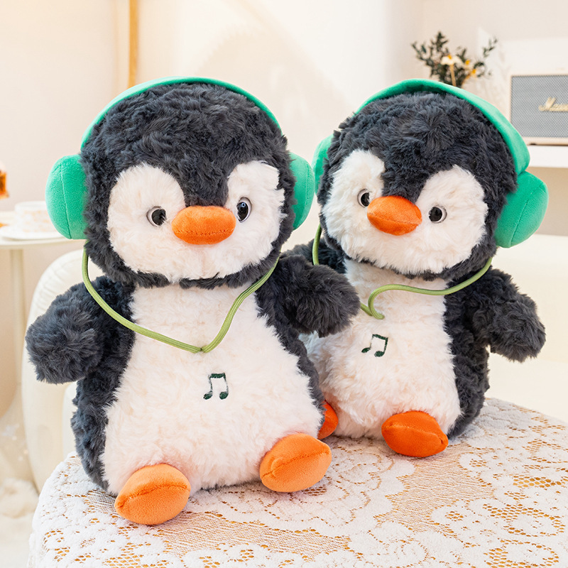 Cartoon dynamic music penguin plush toy, fun little penguin 8-inch claw machine doll gift details Picture