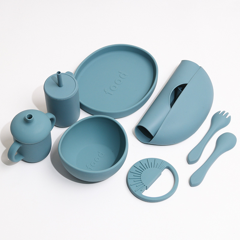 "Baby Feeding" Silicone tableware feeding set, elephant separator plate, suction cup bowl, self-feeding Item Picture