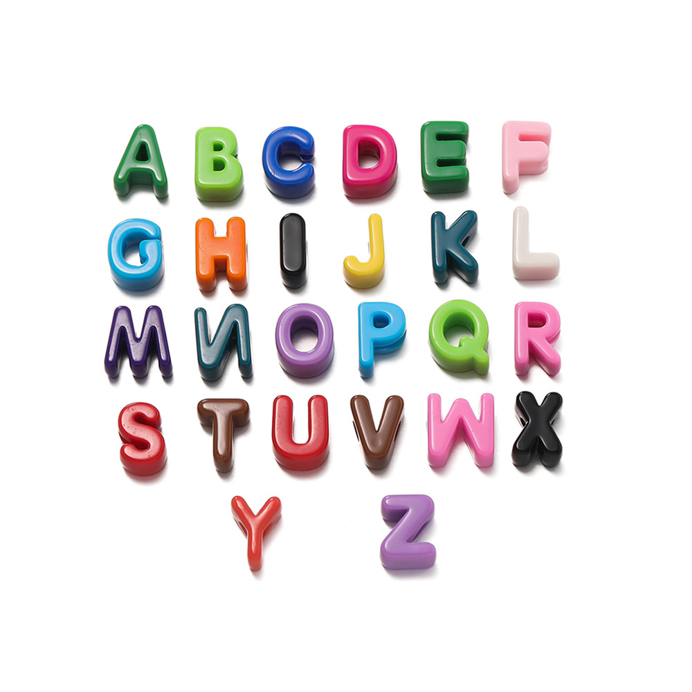 10 Acrylic Large-Hole Letter Beads, Cross-Border Colored English Beads, Letter Bead Bracelet Accessories, Diy Beaded Jewelry Application Scenario