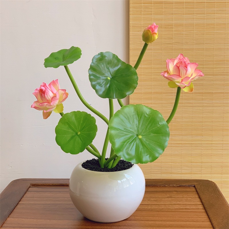 荷花仿真花假花摆设供佛莲花供花佛前花佛堂佛台装饰家居摆件盆栽