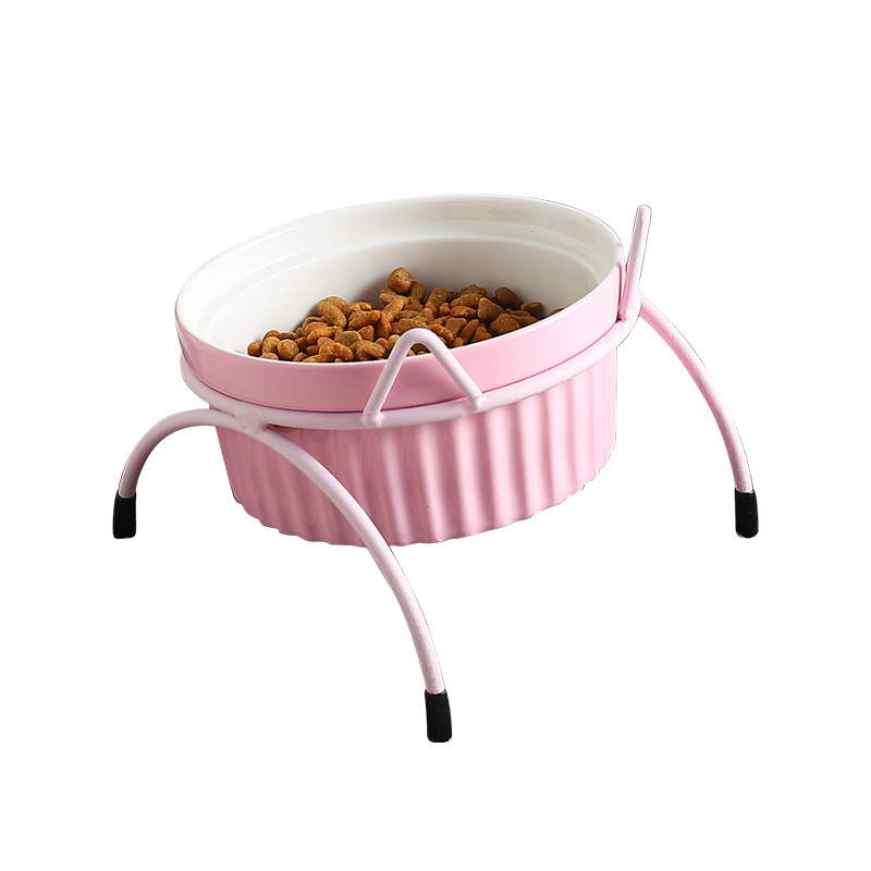 Wow custom-made ceramic bowls, water bowls with bowl stands, iron stands, cat bowls to protect the cervical vertebrae, cat food bowls, cat food basins, pet bowls Item Picture