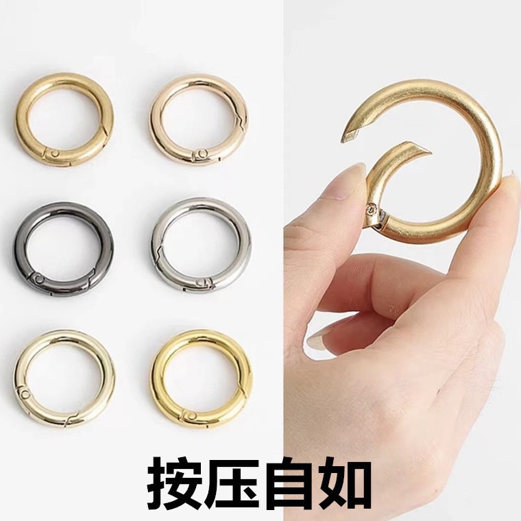 In stock, multiple specifications of alloy open spring ring shoulder strap bags, diy hardware pendant hooks, keys, ring spring buckles Specification drawing