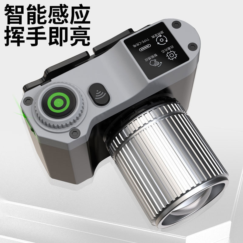 The new white laser camera headlight sensor head-mounted three-color strong headlight with rotatable zoom and outdoor waterproof function Specification image