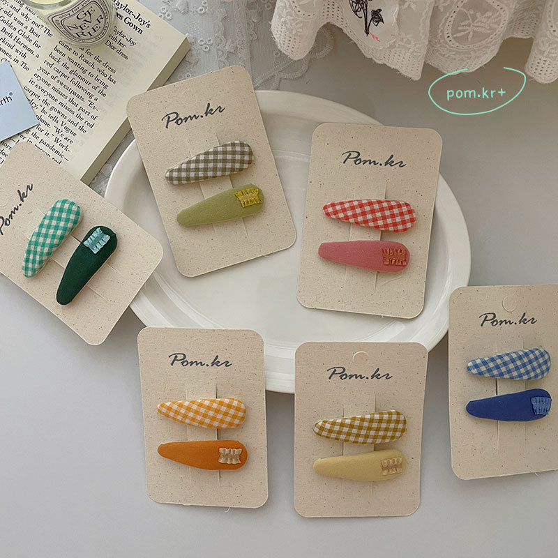 Han edition sweet cloth grid levels clip children's hand for candy color joker baby broken hair clip hairpin of girl Specification image
