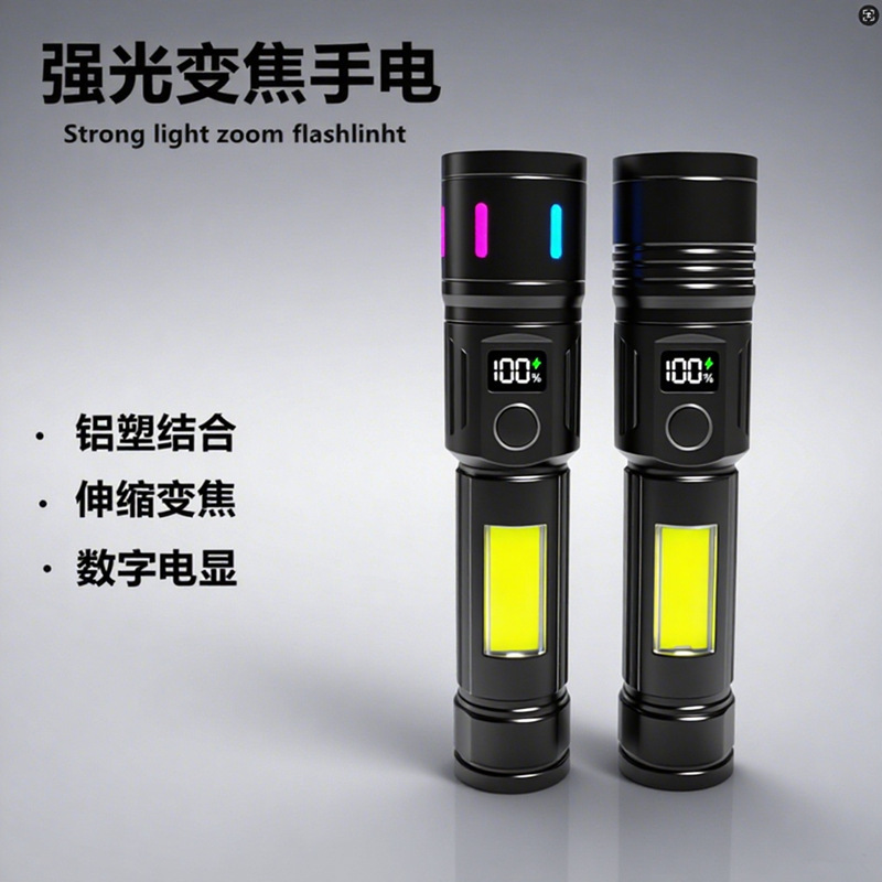 The new cross-border product is a dazzling long-range led outdoor rechargeable telescopic zoom flashlight with an ultra-long battery life