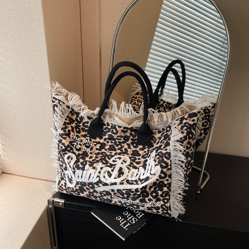 Cross-Border Canvas Bag, Fringed Letter Canvas Bag, Canvas Tote Commuter Bag, Canvas Bag, Large Capacity Bag, Women's Solid Color Commuter Single-Shoulder Tote Bag, Women's Canvas Bag details Picture