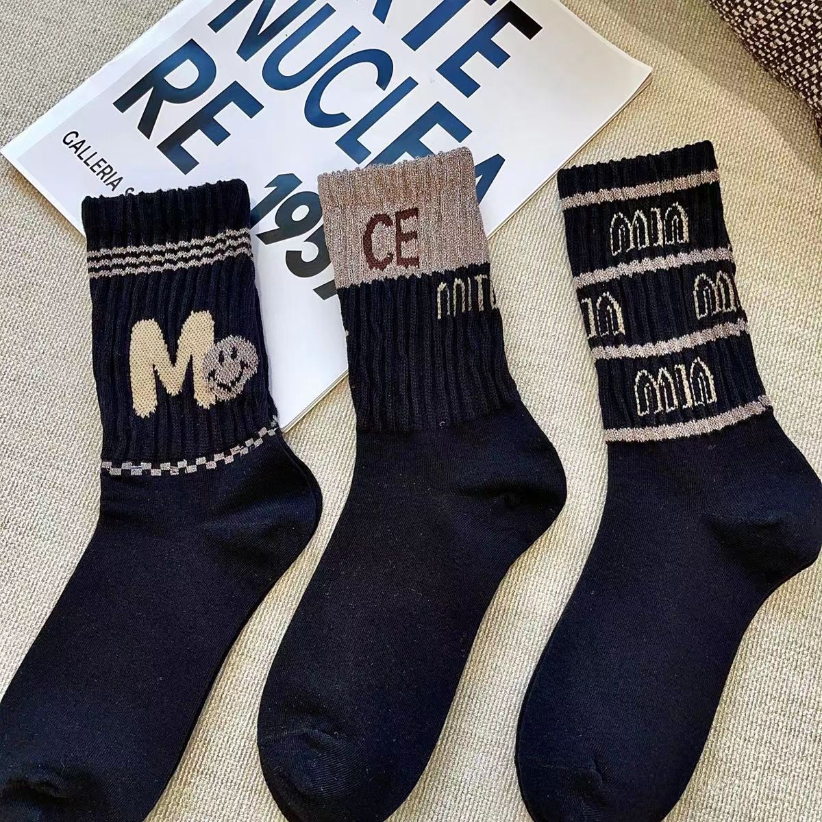 运动、休闲棉袜实物图