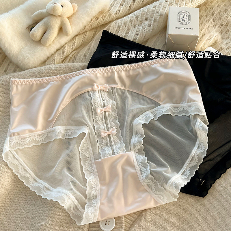 新品大码国风少女系蕾丝纯欲仙气少女中腰内裤棉档包臀三角裤批发