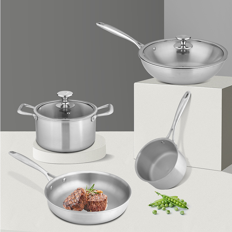 Lanuo pure titanium pot, titanium stir-frying pot, frying pot, milk pot, soup pot, uncoated flat pan, non-stick pan, complete kitchenware set Specification image