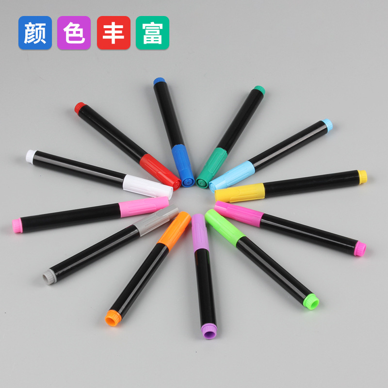 12-color erasable whiteboard pen, water-based colored pen, white blackboard pen, water-soluble green board pen, erasable note number pen, classroom teaching coloring and writing pen, training institution board surface painting marker pen, for children's desk handwriting and painting Item Picture