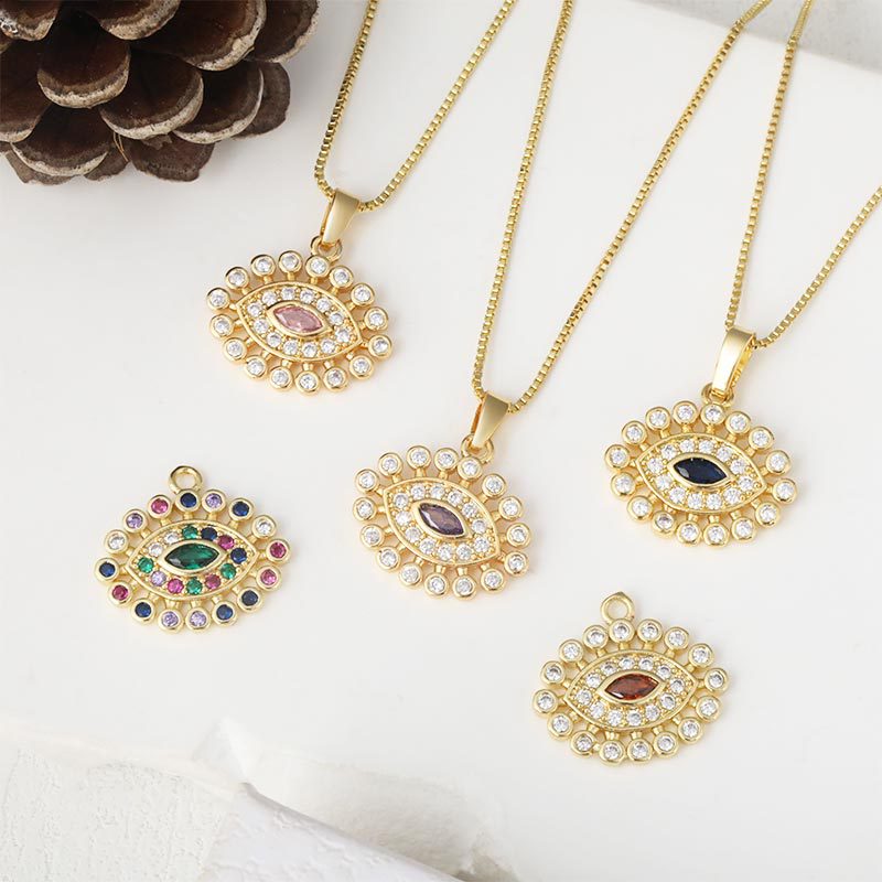 A trendy, personalized and high-end necklace featuring 18k gold copper-plated Devil's Eye in cross-border fashion from Europe and America details Picture