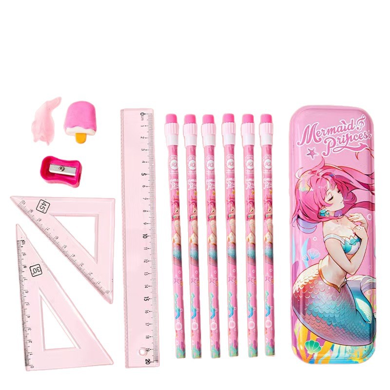 Children's gift Mermaid Stationery Set Gift Box, back-to-school big gift package, primary school pencil set for learning Item Picture