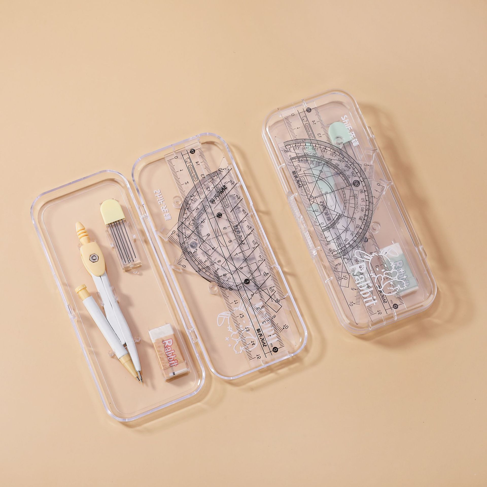 Pioneer 3128 Compass 7-piece Set for Primary and Middle School Students, Multi-functional Geometric Drawing Square ruler Application Scenario