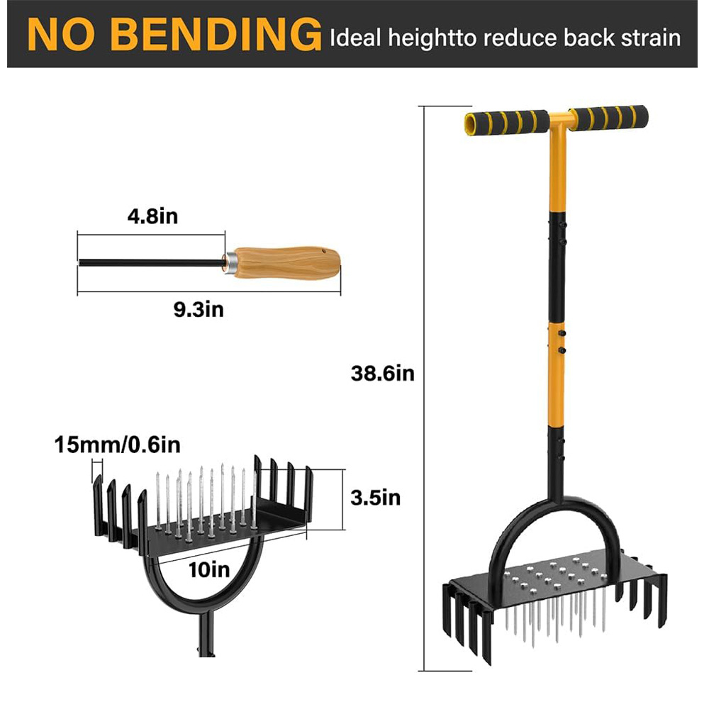 Nueva amazon venta caliente soltador volador Lawn Aerator Spike Manual Tool details Picture