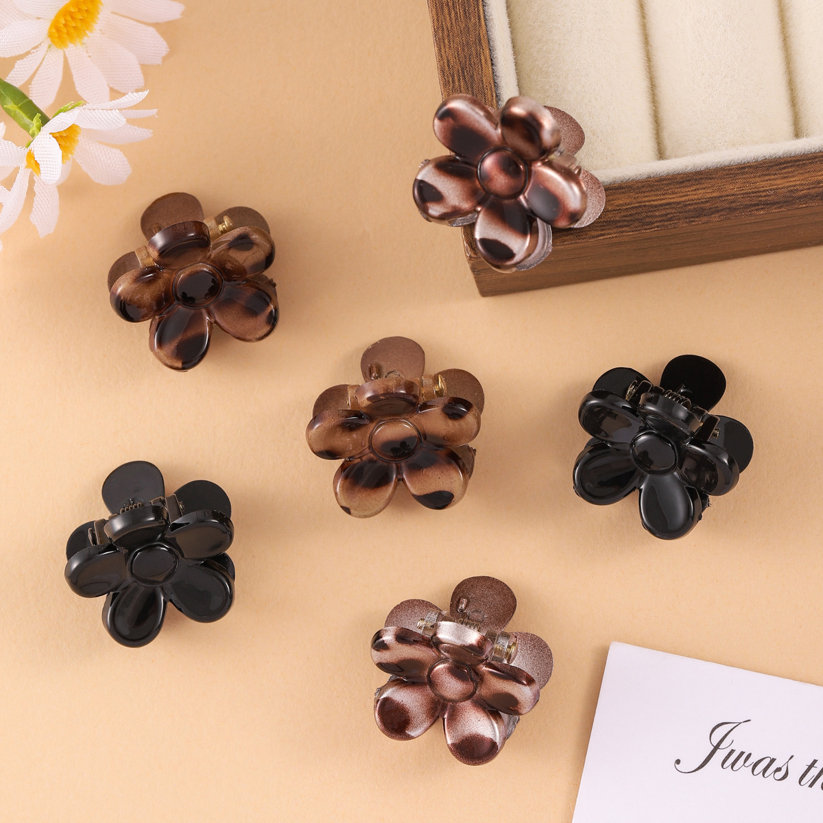 欧美跨境6只卡装豹纹发夹塑料简约小号碎发刘海夹顶夹女发饰批发