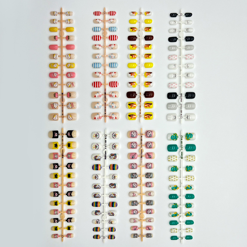 OEM custom wearable nails, cute cartoon nail nail patches, wholesale fake nail patches, detachable wearable nail art details Picture