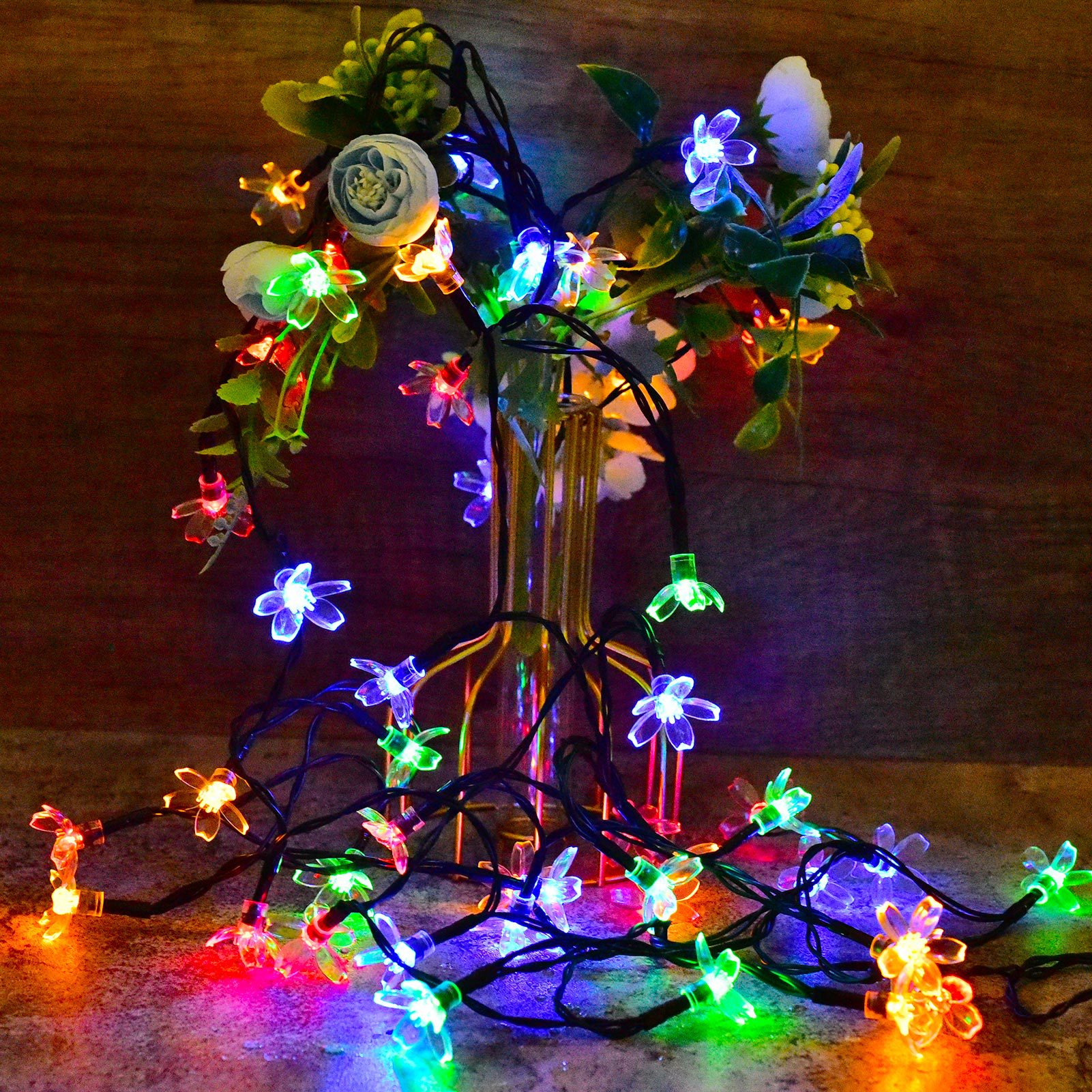 LED light strings, solar cherry blossom light strings, outdoor courtyard flower-shaped wedding and festival decorative light strings details Picture