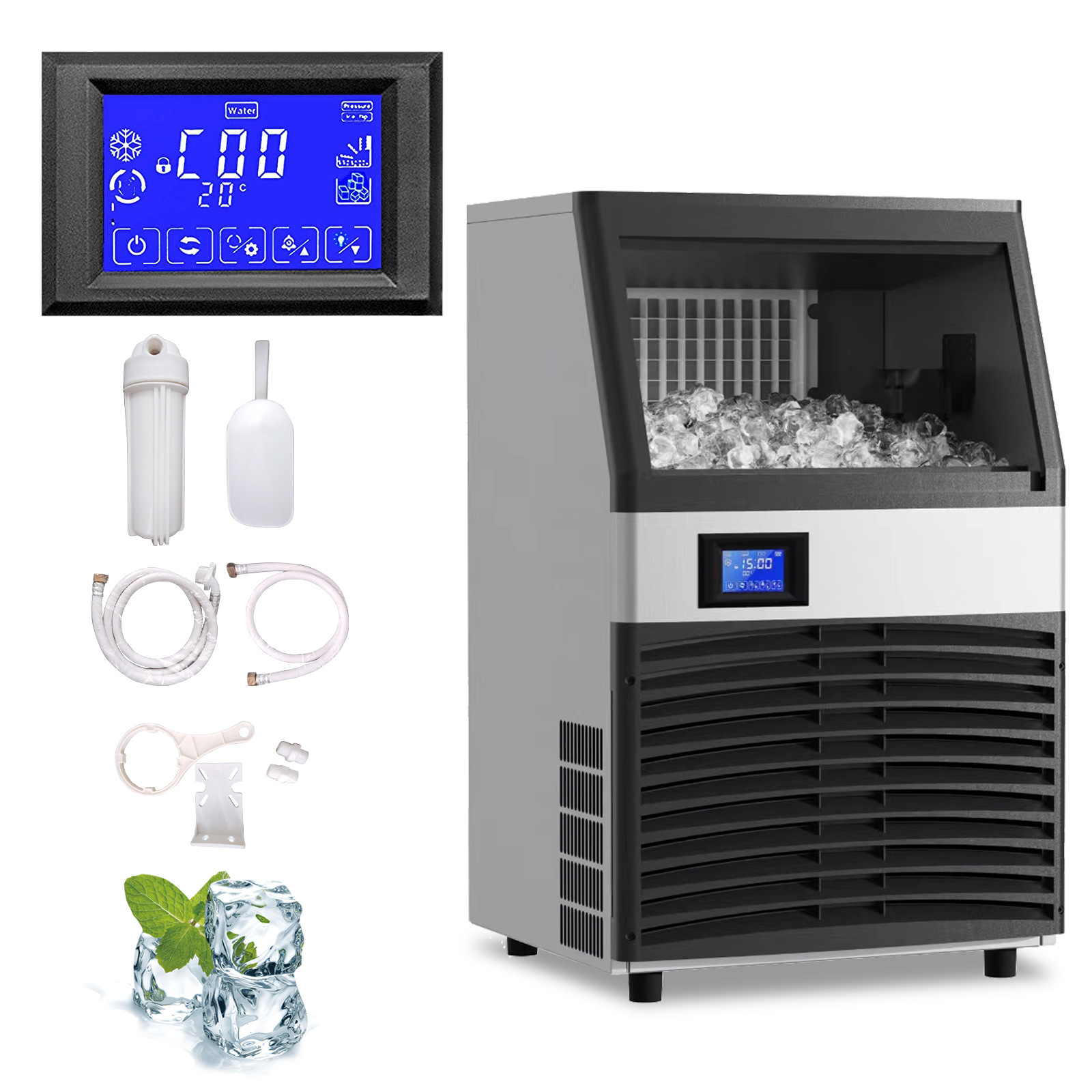 制冰机商用大型40kg奶茶店酒吧KTV立式机40公斤全自动40千