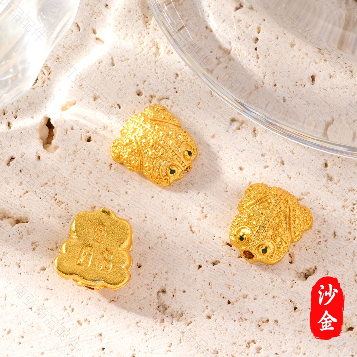 New ancient-style sand gold wealth-attracting bracelet and necklace with zirconium toad beads, a high-end Chinese style DIY accessory