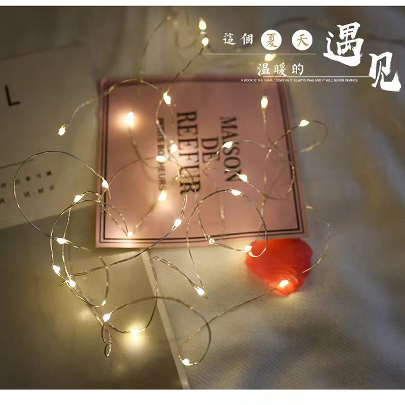 led copper wire light string, button, battery box, small white box, colored light, cake, flower, decorative light strip, gift box, string light Specification image