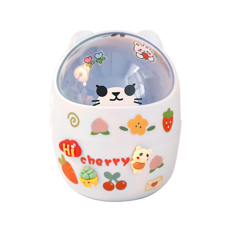 Desktop trash can, student desk storage bucket, office mini cute bear, Internet celebrity trash can, garbage bag Item Picture