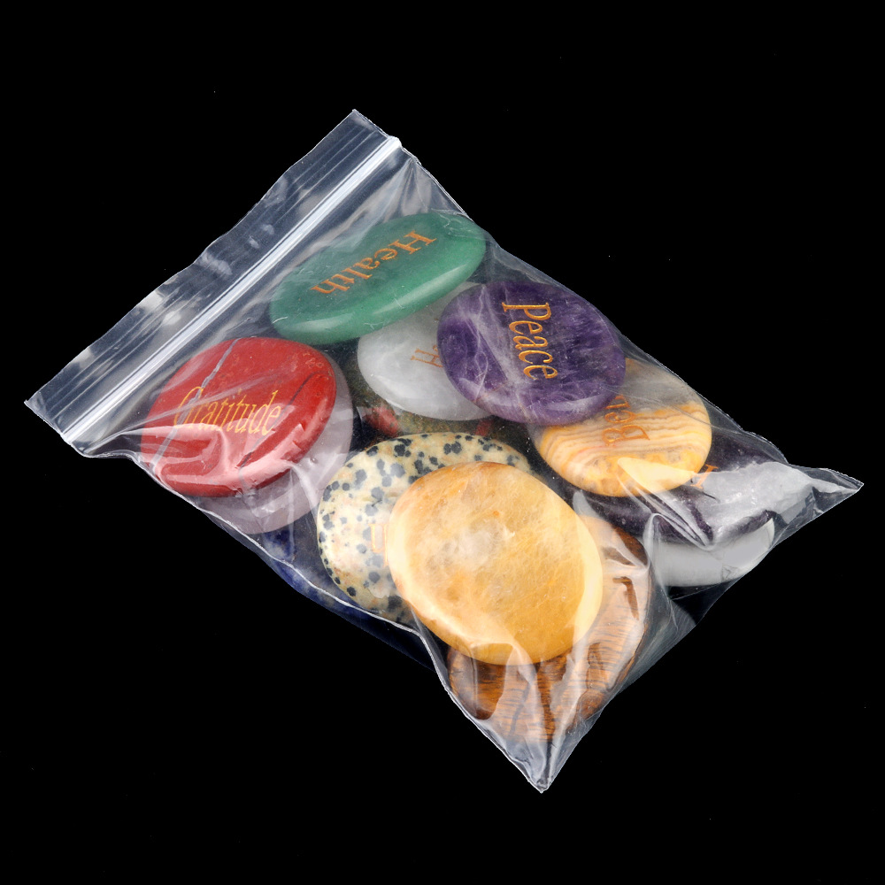 1581 - Power Stone Natural Crystal Agate Palm Stone Engraved Characters Crystal Stone Mixed color cross-border supply Source Manufacturer wholesale Application Scenario