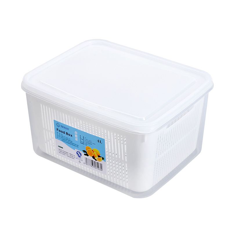Refrigerator storage box, water-draining and fresh-keeping box, kitchen food-grade special refrigeration and freezing sealed fresh-keeping box for fruits and vegetables Item Picture