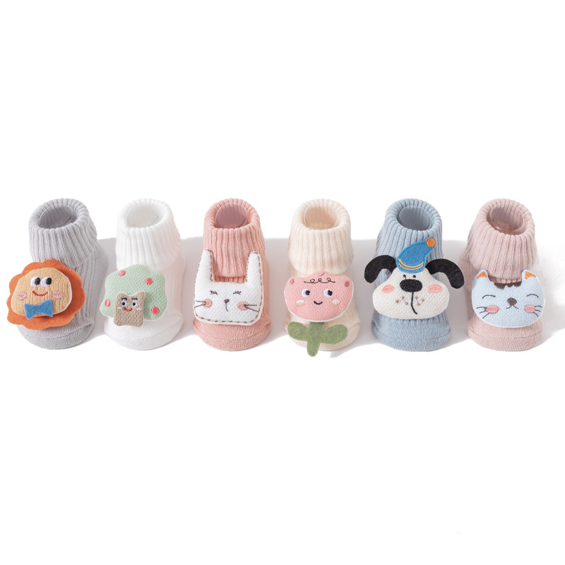 2025 Baby Socks of Class a, new cotton socks, cartoon double-needle baby socks, glue mid-tube newborn socks 0-9 Item Picture