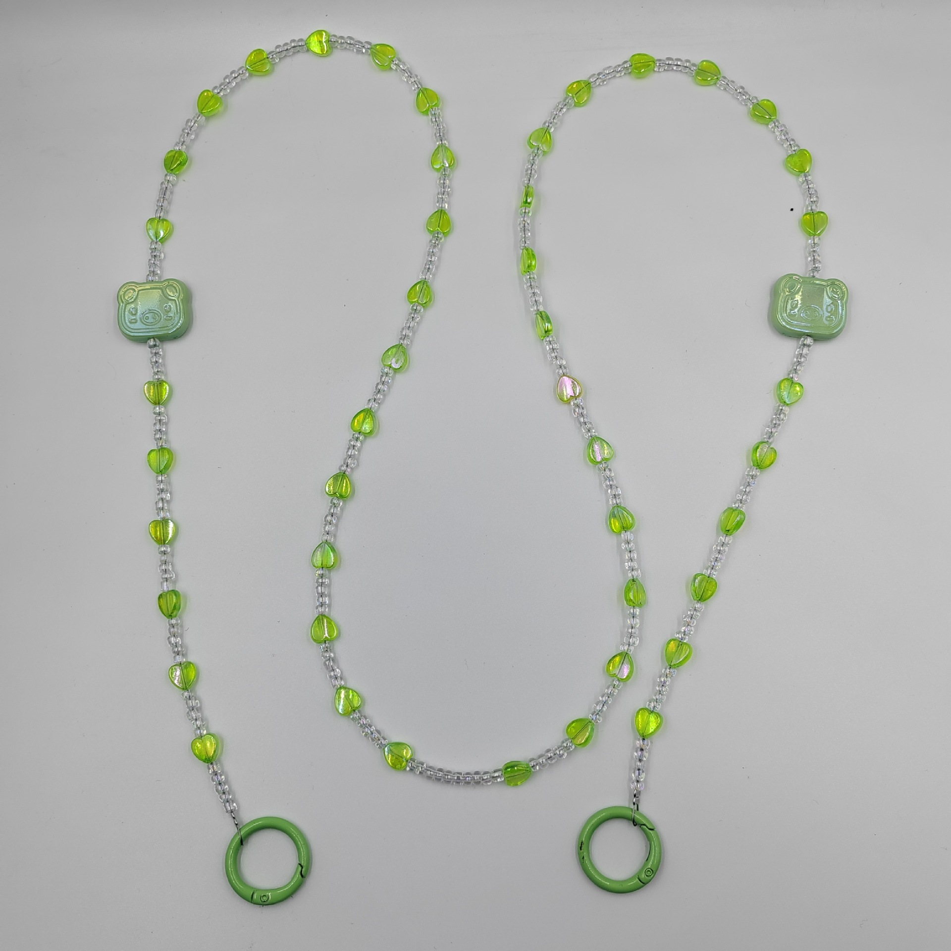 Korean-style bag cartoon pendant, acrylic handcrafted heart-shaped beaded phone case, crossbody chain accessory, niche girl Specification image